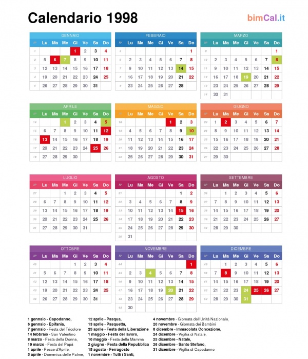 Calendario carnaval 1998 6