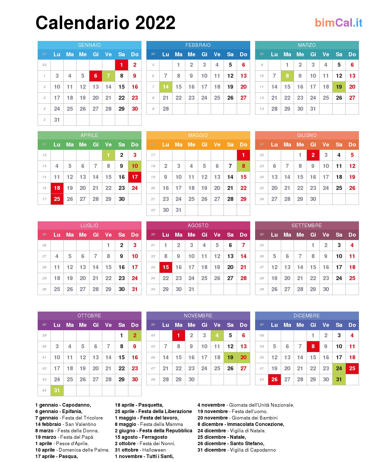 Calendario 2022 Con Festivit Da Stampare Zona De Informaci N Aria Art